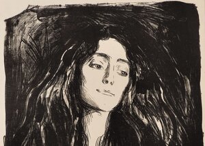 Utsnitt: Edvard Munch, Brosjen. Eva Mudocci. Solgt for 1.300.000 på "Fokus 1900" den 28. mai. 